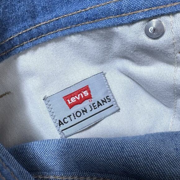 Vintage Levis Men’s Action Jeans 42x30 Made In USA 50/50 Cotton Poly Light Wash - Picture 10 of 15